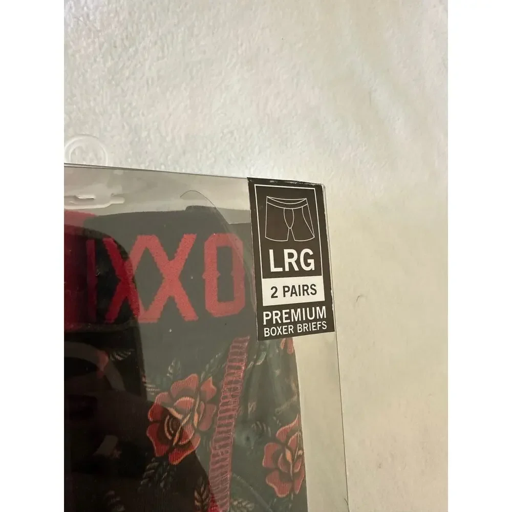 New Dixxon Premium Boxer Briefs Mens L Black Red Roses Underwear